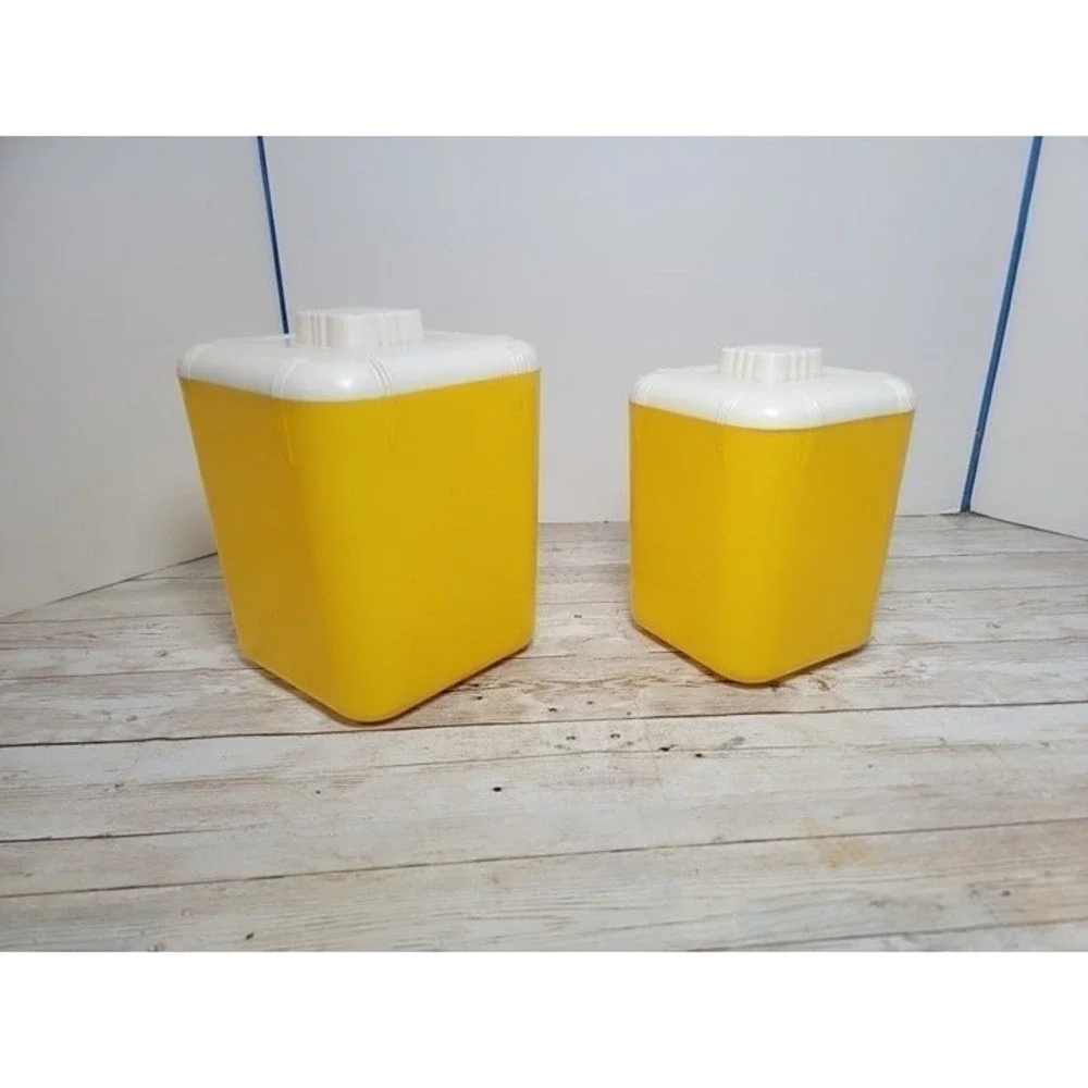 Vintage Yellow Canisters Tea‎ and Coffee Rona Plastic Corp. NY, NY